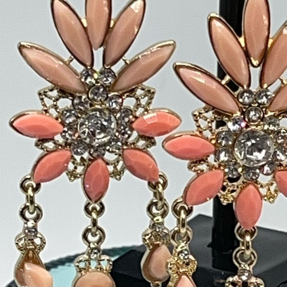 Baubles Gold Coral Crystal Dangle Earrings $16 Ea Or Bundle 3/$25